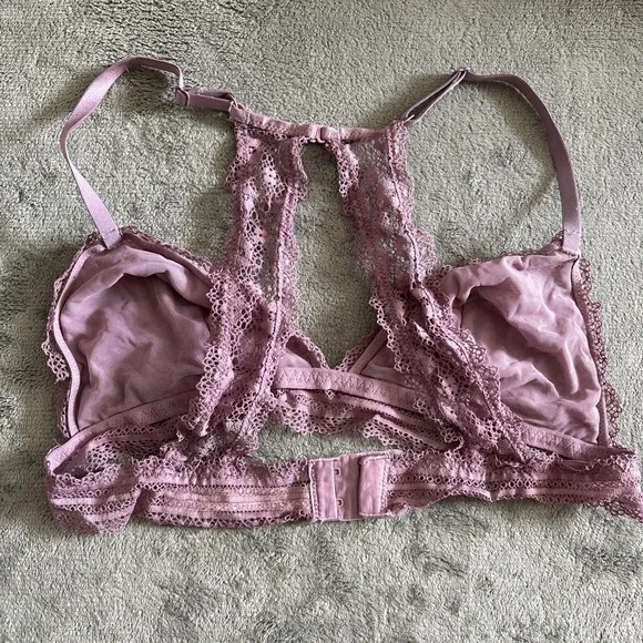 Victorias Secret Bralette Large Purple Sheer Lace Racerback NWOT‎ - Picture 5 of 7